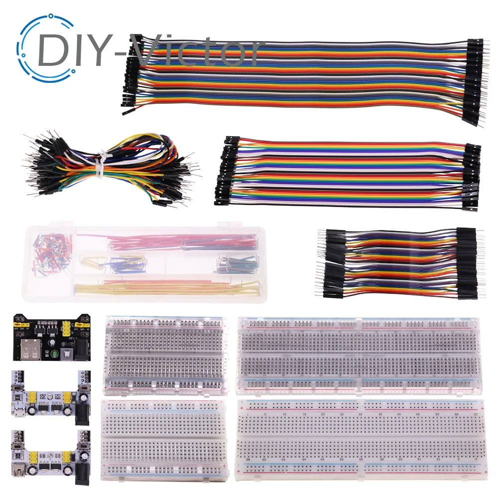 3.3V/5V MB102 moduł zasilania płytki prototypowej + MB-102 830 punktów prototypowa płytka chlebowa do zestawu arduino + 65 przewodów połączeniowych hurtowo