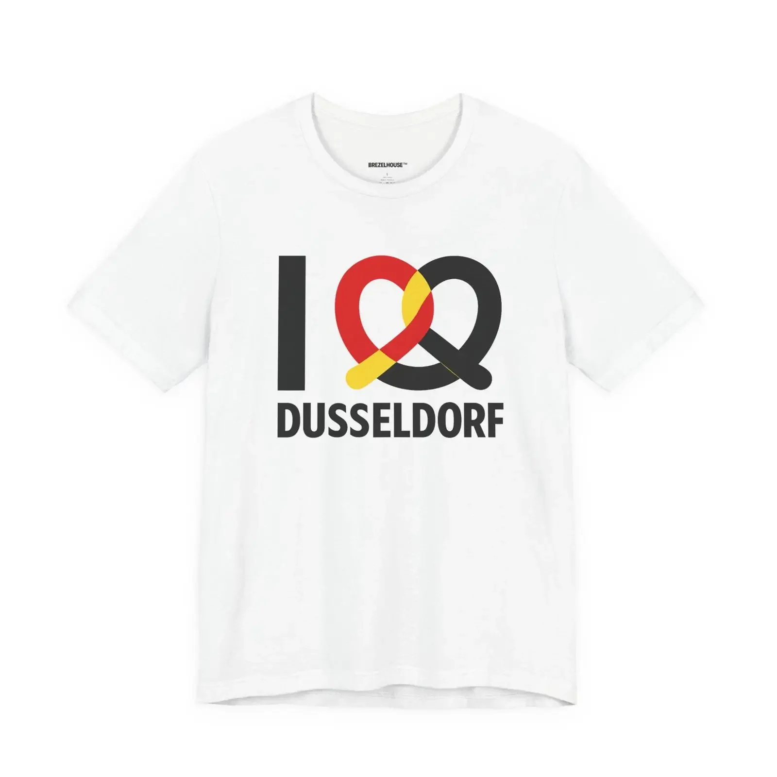 I Love Dusseldorf Pretzel Heart Germany Flag T Shirt Casual Travel Souvenir  vintage Washed Breathable homme Stylish streetwear