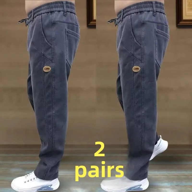 

Новинка 2025, прямые джинсы большого размера в американском стиле ретро, мужские весенне-осенние повседневные свободные износостойкие длинные брюки с защитой от ожогов...