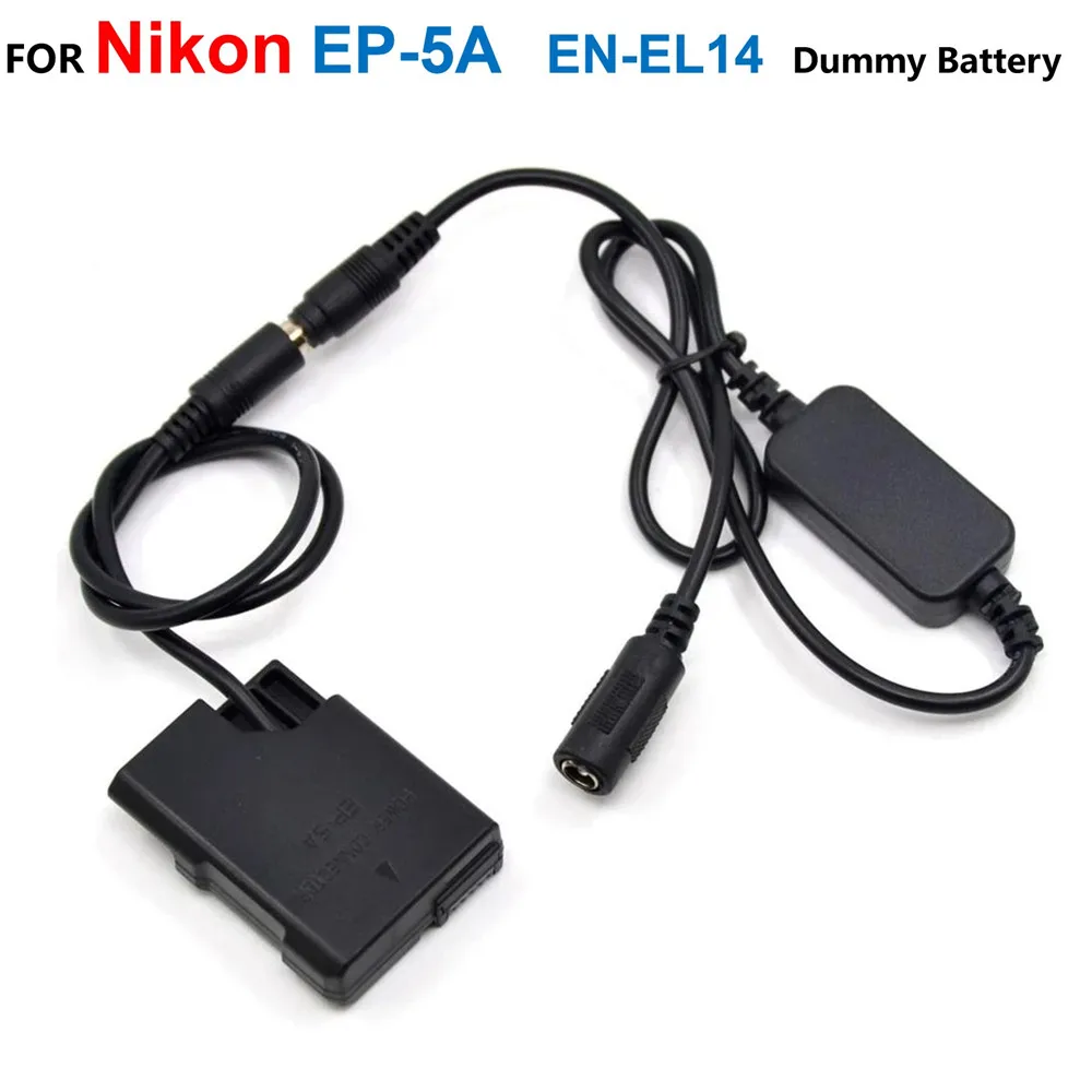 

EP-5A EN-EL14 Dummy Battery+12V-24V Step-Down Charger Cable EH5 For Nikon P7000 P7800 D5500 D5600 D3300 D3400 D5100 D5200 D5300