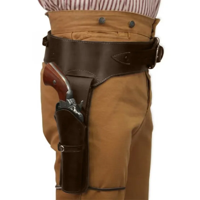 Revolver Holster Medieval Pirate Corsair Steampunk Captain Waistband Halloween Costumes Cosplay for Men Renaissance Cowboy Belt