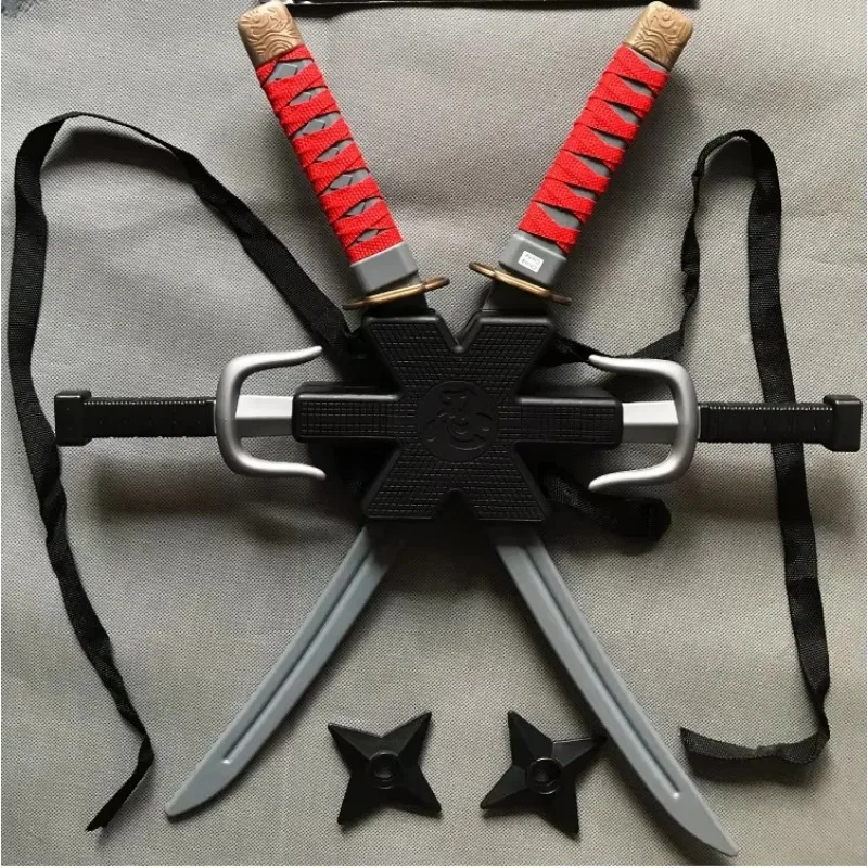 56cm Halloween Samurai Ninja Plastikowe Retro Długie Sztylety Nóż 7 Sztuk w Zestawie Deadpool Cos Podwójny Miecz Lalki Cosplay Zabawka Prezent