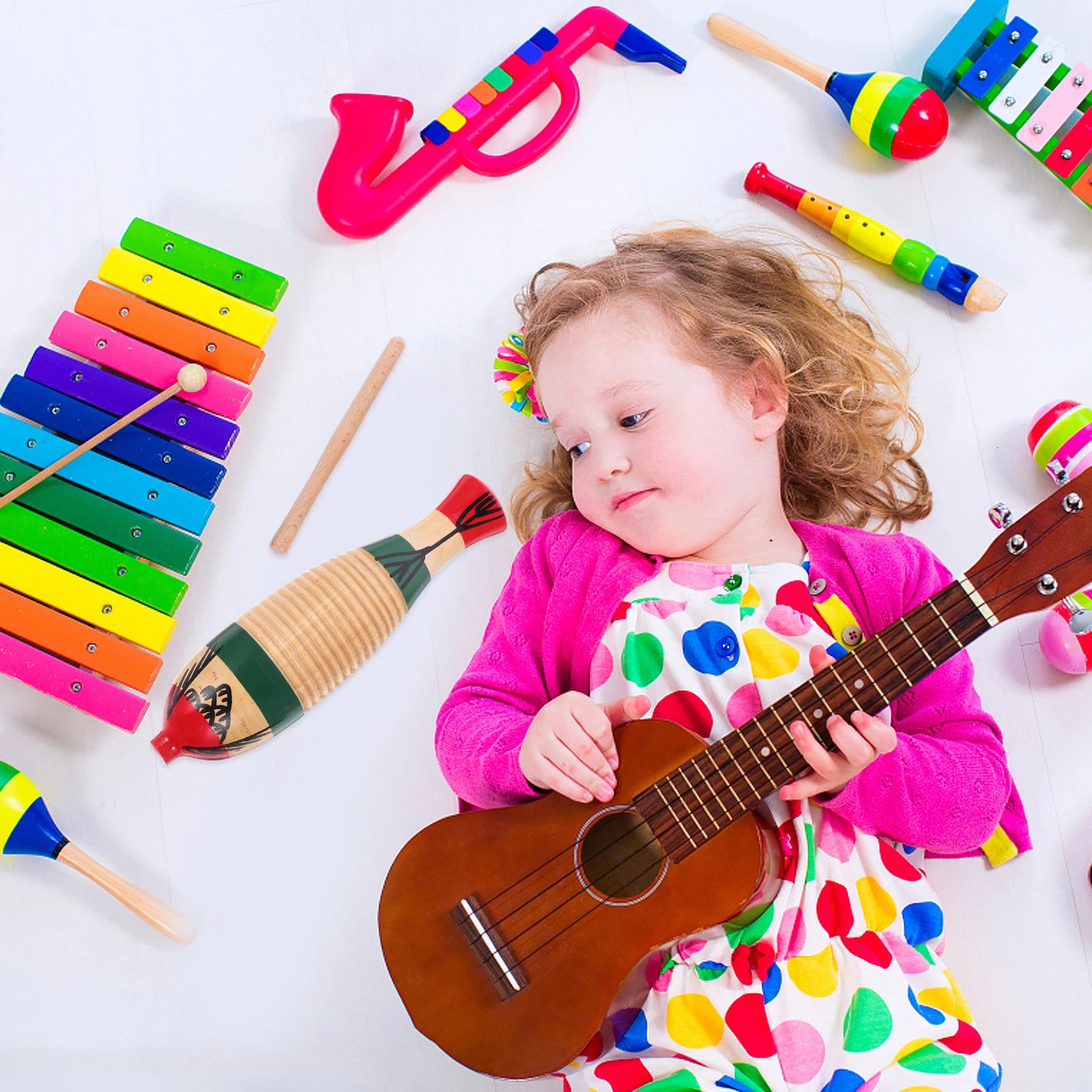

Frog Croaker Teaching Aid Music Instruments for Kids Beginner Guiro Percussion Wooden Toddler Fish-shaped Musical Parent-child
