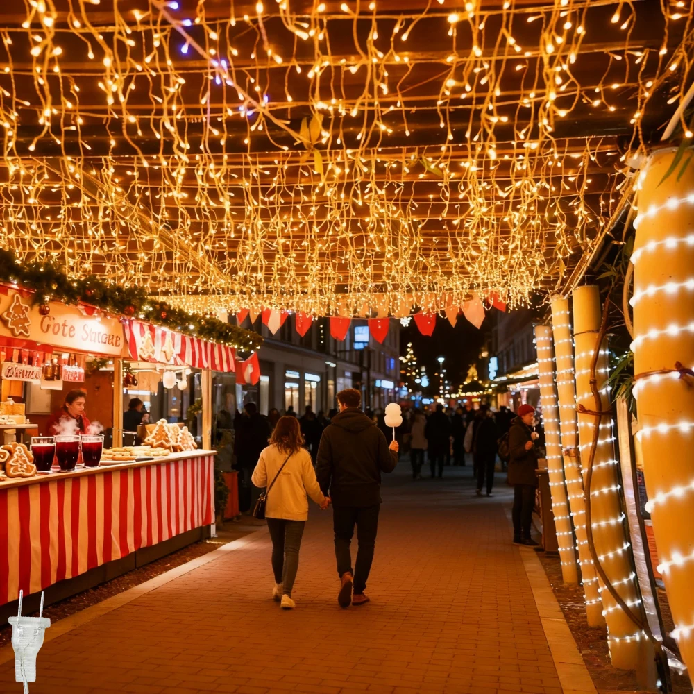 1pc US Plug Starry Sky Ice Bar Light String, 4m*0.6m 96 LEDs Flash Waterfall Light Decoration for Christmas Outdoor