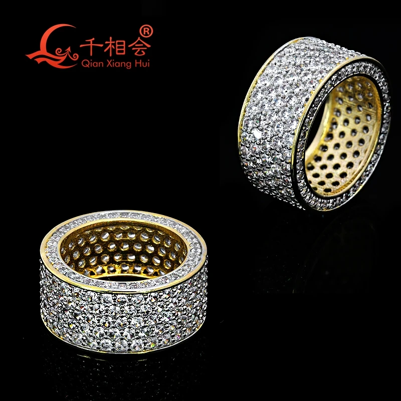 Imagem -02 - Anel Moissanite em Prata Esterlina 925 para Homens e Mulheres Banda Eterna Cheio de Forma Redonda Diamantes Hip Hop Joias Masculinas 11 mm