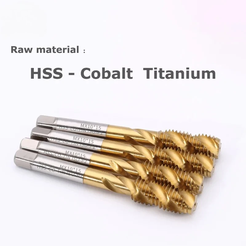 Metric HSS‑CO M35 Cobalt Ti Coated Spiral Straight Flute Machine Thread Tap M2‑M16 For Metal Tapping Machining