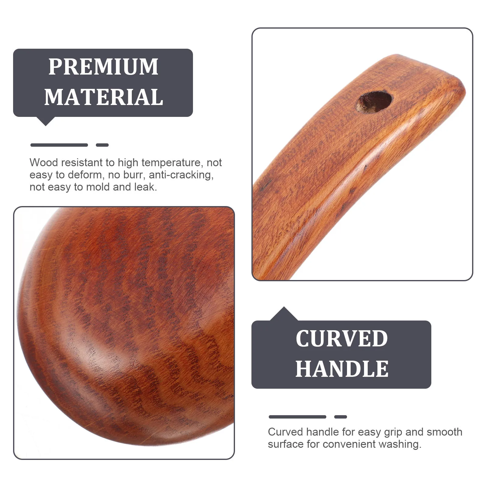 

Beech Wood Cooking Scoop Anti-Slip Back Hook Kitchen Utensils Soup Ladle Heat Resistant Natural Grain Home Hot Pot