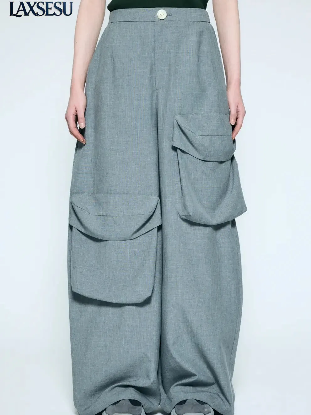 Autumn New Sports and Leisure Retro Workwear Large Pocket Women's Pants Loose and Versatile Comfortable Wide Leg Pants for Women