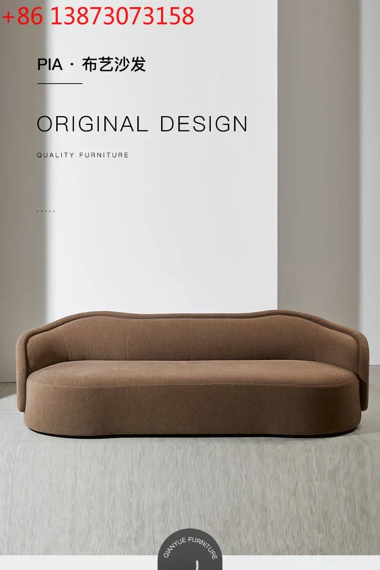 

Retro Chic Style Fabric Sofa Nordic Simple Living Room Light Luxury Modern Straight Floor