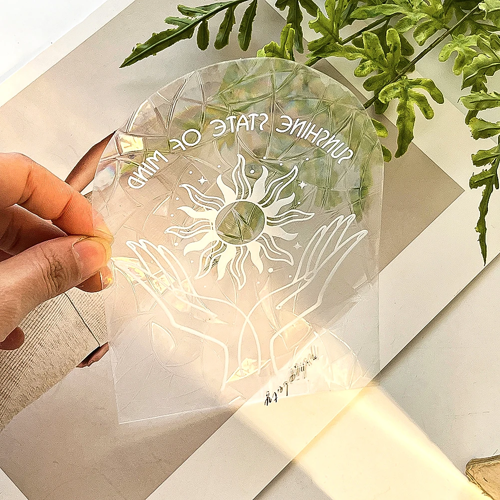 Laser Sunshine Palm PET Glass Stickers DIY Windows Decorated By Rainbow Maker Home Decor Kids Room Decoration Accessories