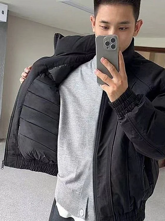 

mat Sle Men's Cotton Jaet ort Thiened Warm Stand Collar Pilot Coat Casual Versatile Trendy Outerwear