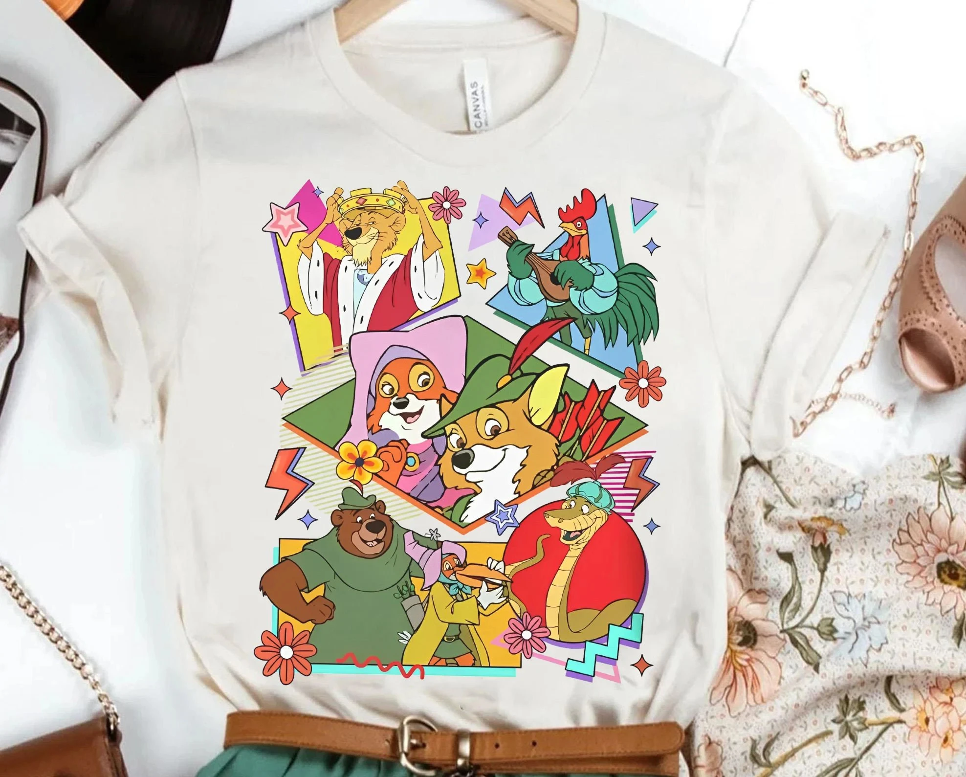 قميص مجموعة شخصيات ديزني روبن هود الرجعية | تي شيرت ديزني سير هيس ماريان جون | المملكة السحرية تي رحلة فتاة ديزني لاند #6