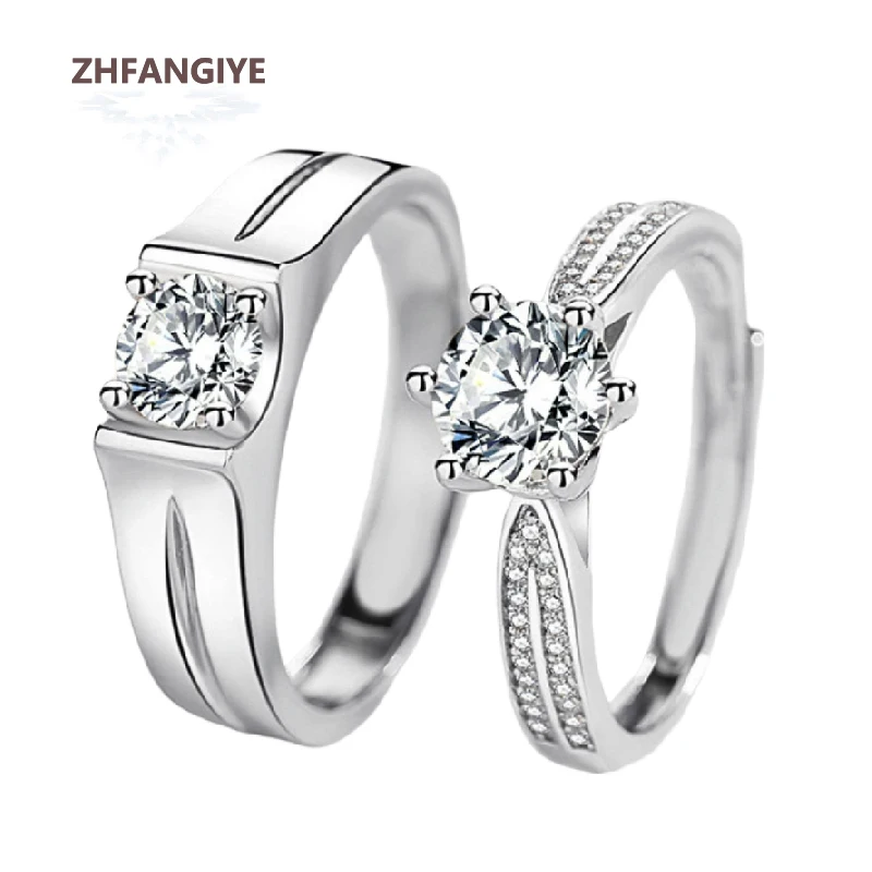 ZHFANGIYE Luxury Jewelry Set Ring with Zircon 925 Silver Ornaments for Women Men Wedding Party Promise Bridal Gift Finger Rings