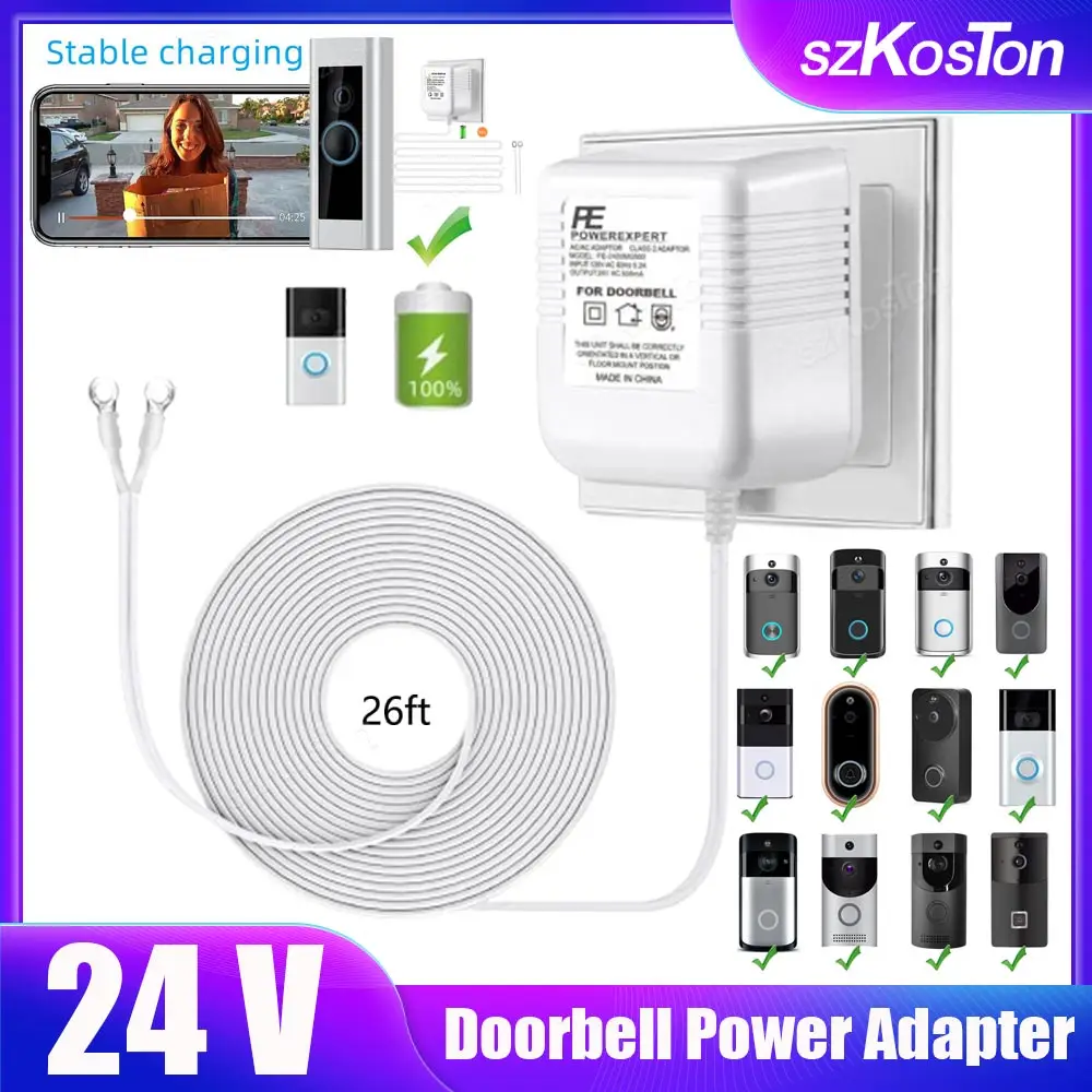 24V Universal Power Adapter AC Transformer Charger EU/US/UK Plug For Ring Wifi Smart Camera Video Doorbell Intercom Door Bell