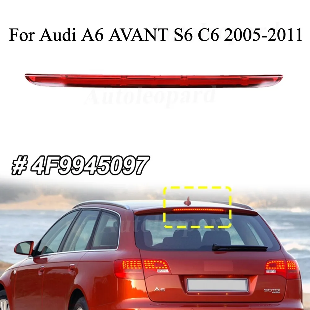 Red Lens LED 3rd Third Brake Light High Mount Stop Lamp Direct Replacement Fits Audi A6 Avant S6 C6 2005-2011 Wagon