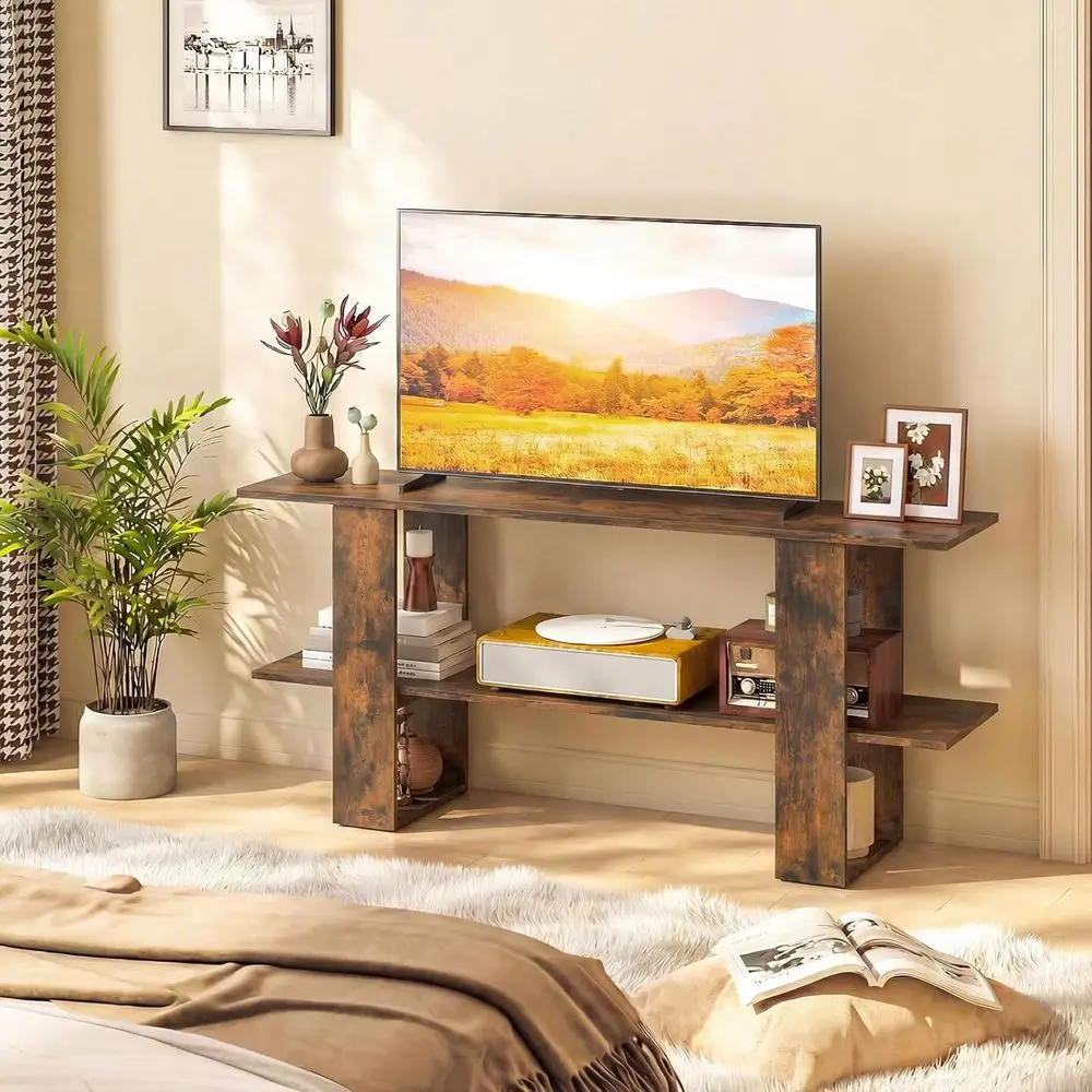 

Тумба под телевизор Rustic Brown 55 с открытым стеллажом для хранения вещей для гостиной, спальни или прихожей