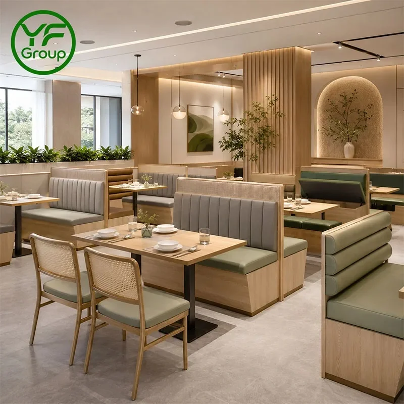 Commercial Grade Faux Leather Booth Seating Wooden Base Restaurant Banquette Sofa for Cafe Hotel Bar