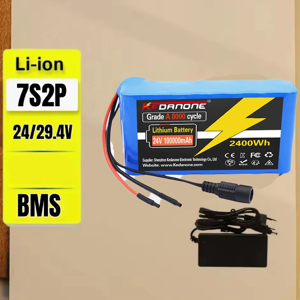 

‍♀️24V 100Ah 7s2p 18650 lithium-ion battery pack 29.4v 100000mAh lithium-ion battery pack with BMS