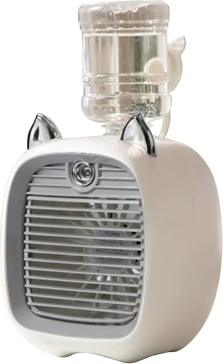 Ventilador de aire acondicionado portátil, mini ventilador de aire acondicionado refrigerado por agua recargable por USB, enfriador de aire evaporativo ecológico con S