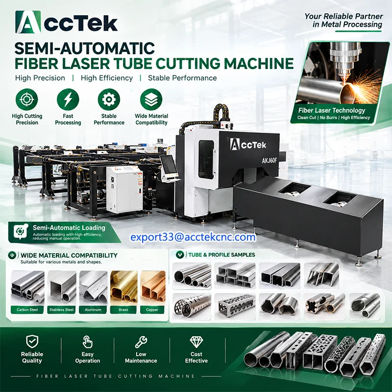 Semi-automatic Fiber Laser Tube Cutting Machine for Square/Round Tube and Angle Iron – Industrial Fiber Laser Tube Cutter
