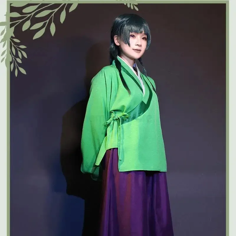 New 2025 Maomao Cosplay Costume Wig Anime The Apothecary Diaries Green Top Purple Skirt Uniform Kusuriya No Hitorigoto Hal ★AA9X
