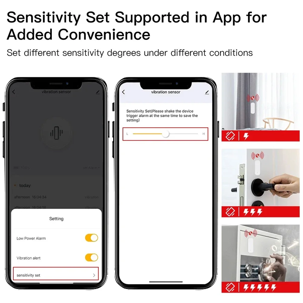 Zigbee Smart Vibration Sensor Window Door Security Tuya Smart Life APP Control Monitor Detection Real-Time Motion Shock Alarm
