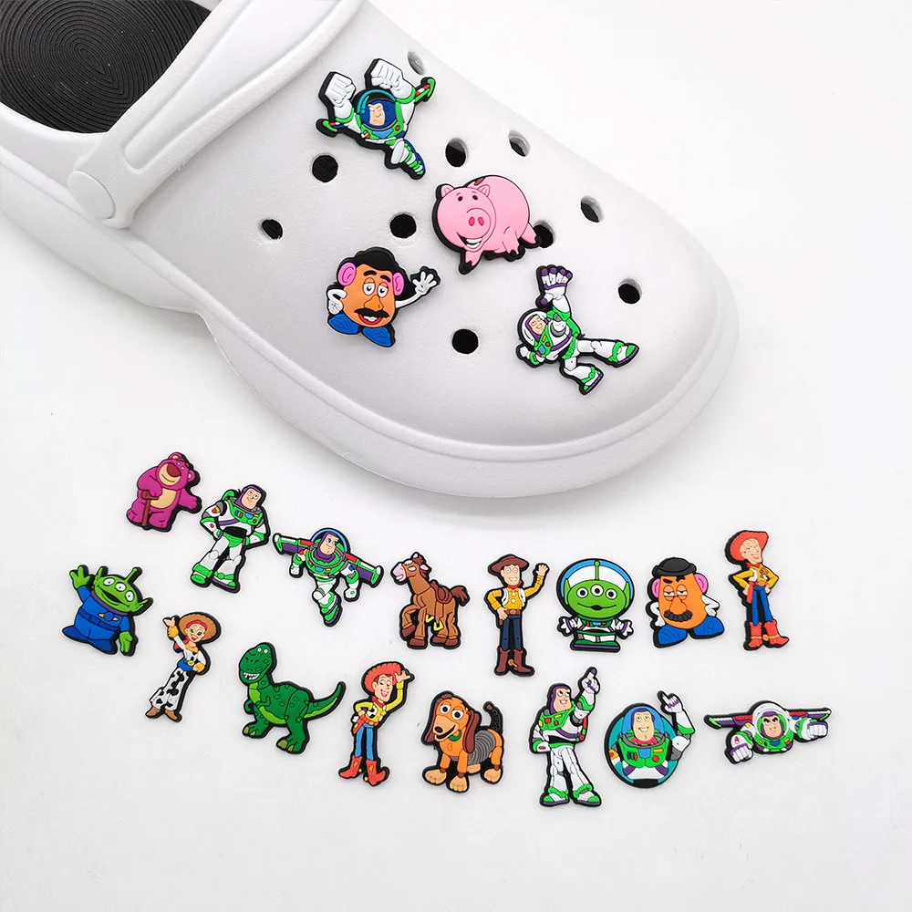 MINISO 1-20Pcs Cartoon Buzz Lightyear Shoes Buckle Cute Cartoon Diy Shoes Decoration Shoes Charm Accessories Summer Sandals Clog