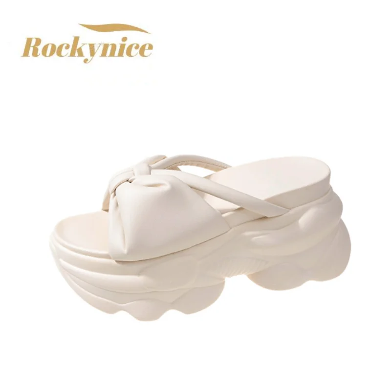 7.5CM Heels Wedge Slides Sandals Women Casual Outdoor Slippers Female Summer Non Slip Beach Slippers Walking Chunky Shoes Woman