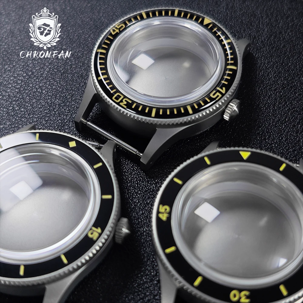 Bubble Sapphire Vintage 50-FATHOS Crystal Sandblast C3 Cassa per orologio con lunetta super luminosa Dive per NH34 NH35 NH36 NH70 NH72 20atm