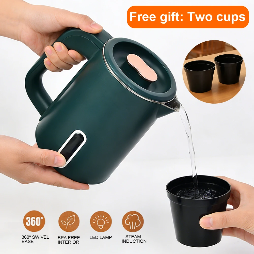 0.8L Mini Electric Kettle - 304 Stainless Steel Fast Boil with Auto Shut Off & Boil Dry Protection Portable for Travel Office