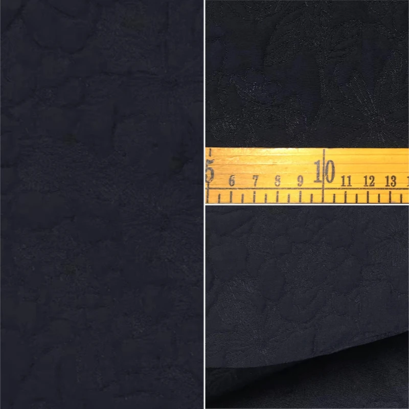 

1meter Black Jacquard Fabric Floral Pattern Soft Spring Summer Fashion Apparel Textile Handmade DIY Home Background Decoration