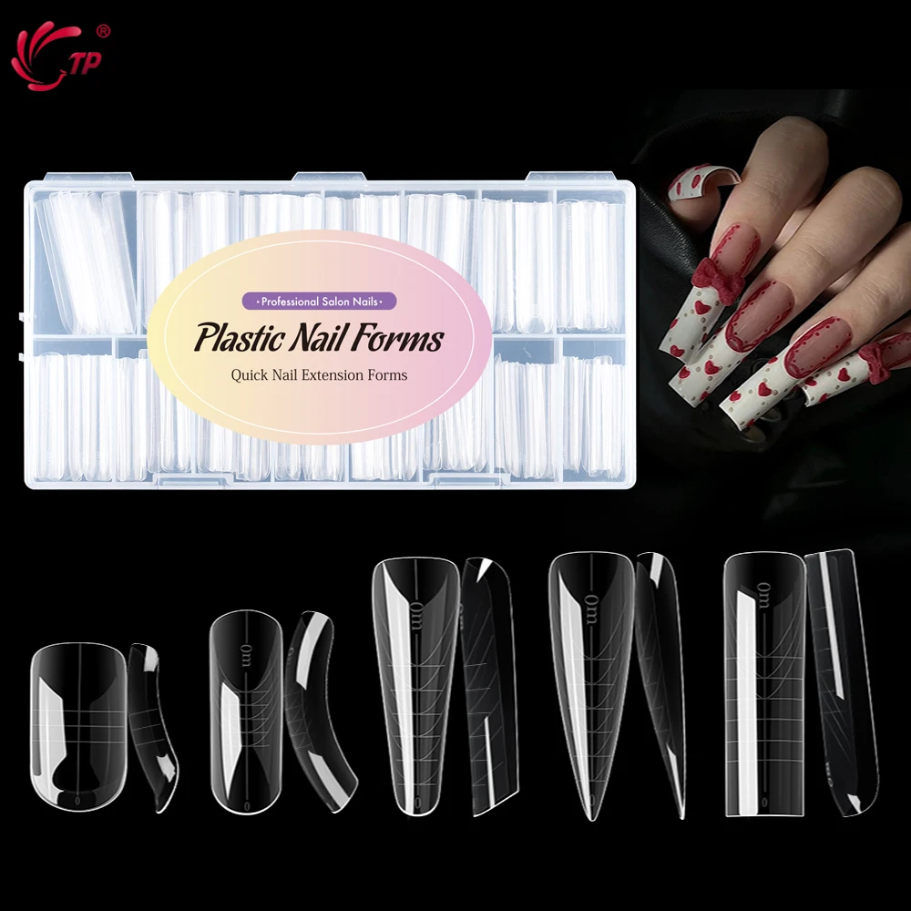 TP 75pcs/150pcs Nail Dual Forms Full Cover False Nail Tips Quick Building Gel Molds Acrylic Nail Extension System Manicure Tools