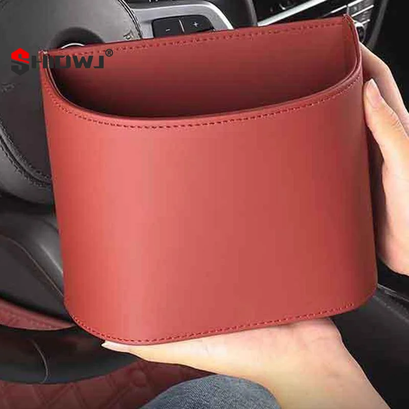 Car Seat Back Multifunctional Leather Storage Box Organizer for Magazine Drinks Gadgets Long Car Commutes