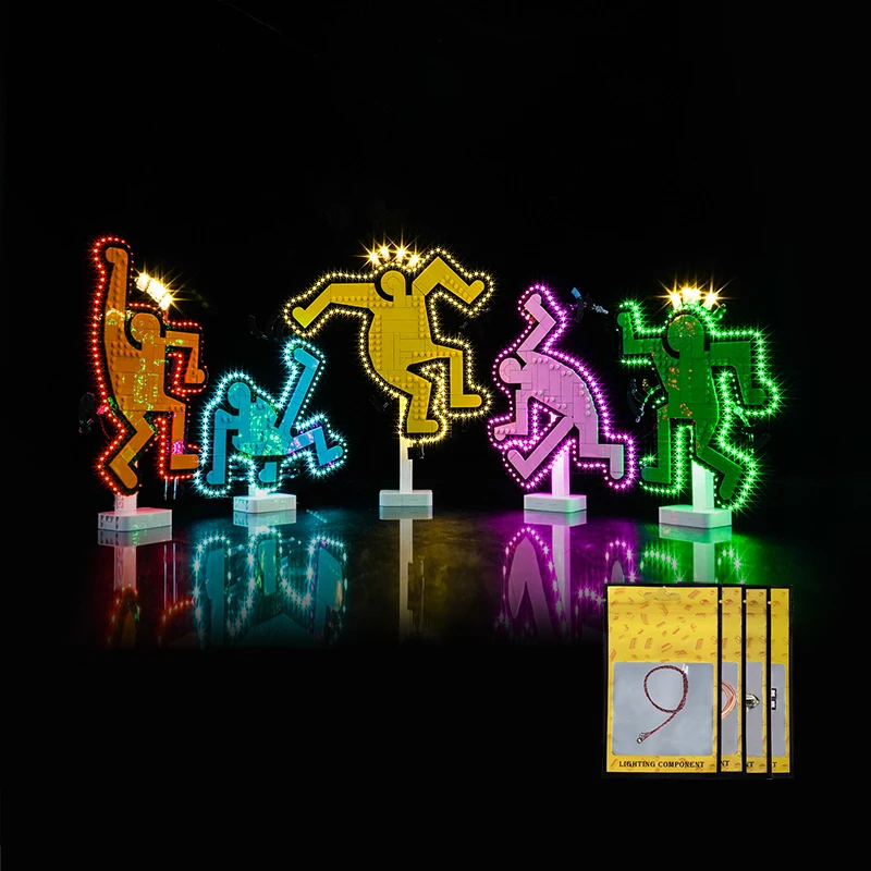 Brick Bling LED Lighting Fixture Set 31216 Suitable for Keith Haring Dancing Figures Gift (excluding building blocks)