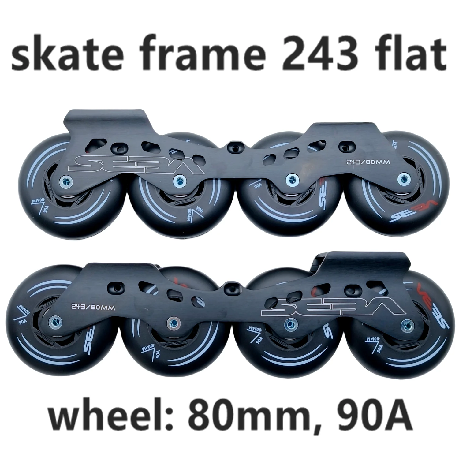 Flat Inline Skate Quadro com Rodas, Frete Grátis, Black, 80mm, 90A, 243mm