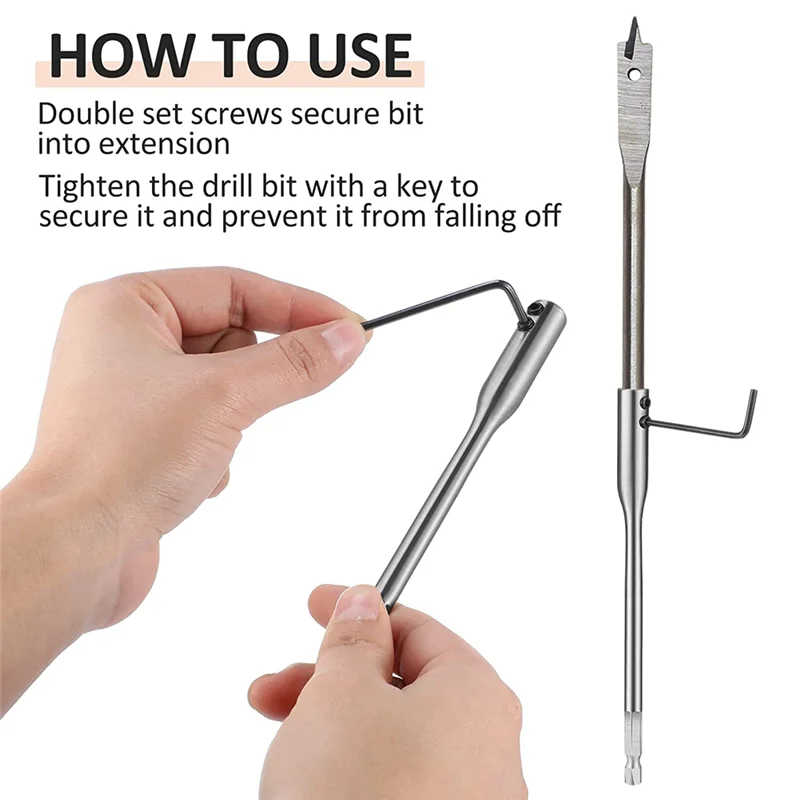 Boorverlenging 6, 12 inch boorset Houten spadebitset met moersleutel voor houten constructieaccessoires (12)