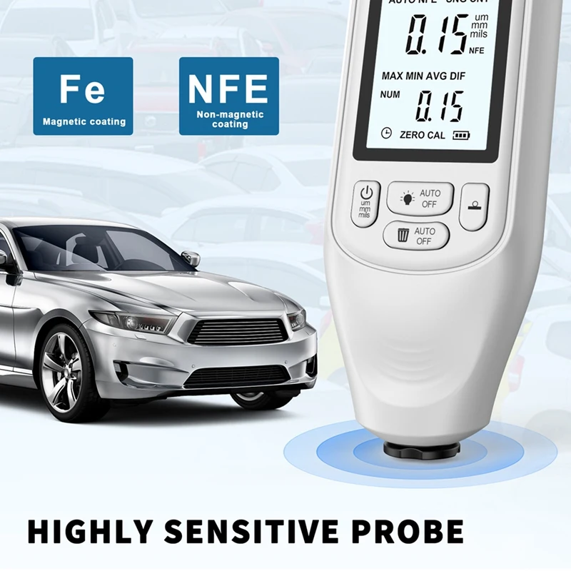 Automatic HW400 Car Paint Thickness Gauge 0-2000UM Inspection Tools Tester Digital Car Paint Measuring Device