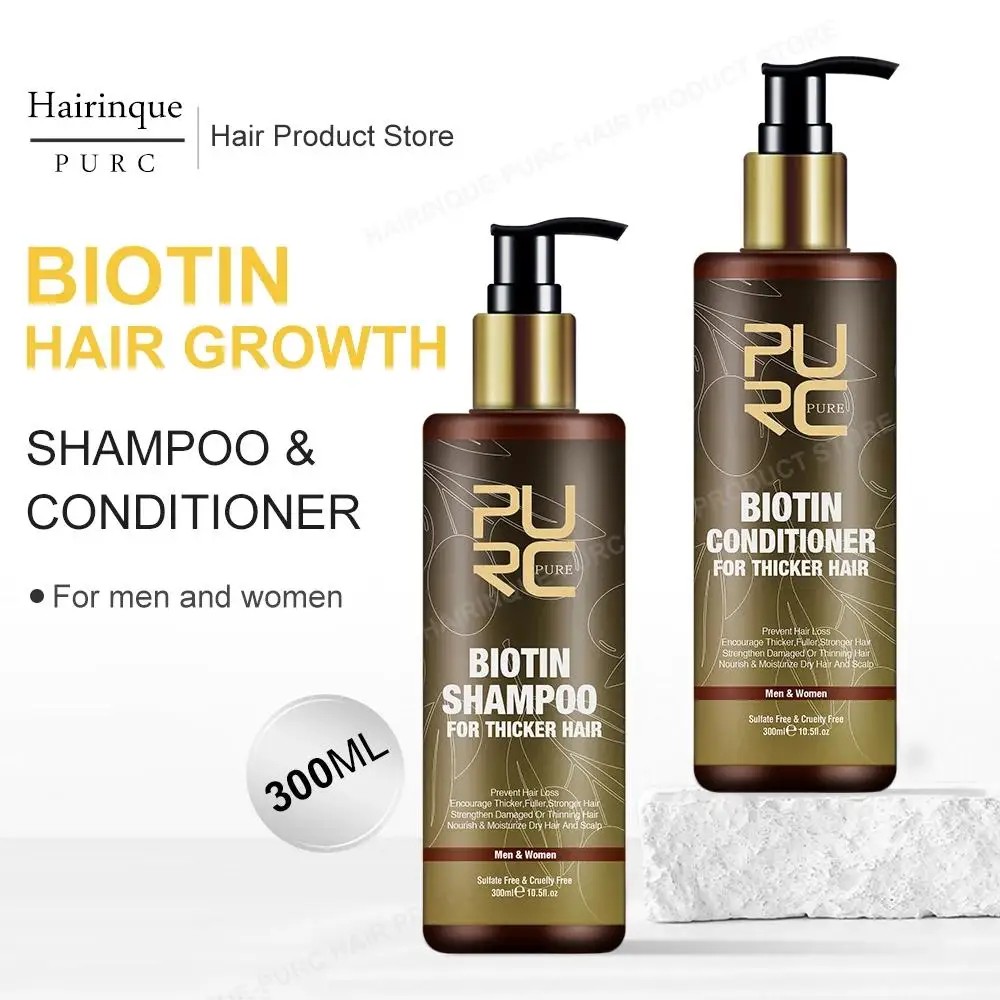 PURC Biotin Hair Growth Shampoo and Conditioner Set Anti Hair Loss Argan Oil Scalp Treatment