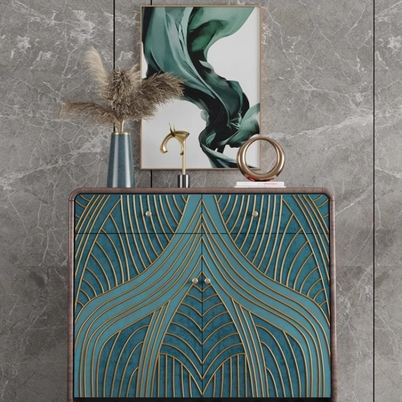 

Wooden light luxury shoe cabinet Home storage cabinet Door entrance cabinet Multifunctional living room storage decorative