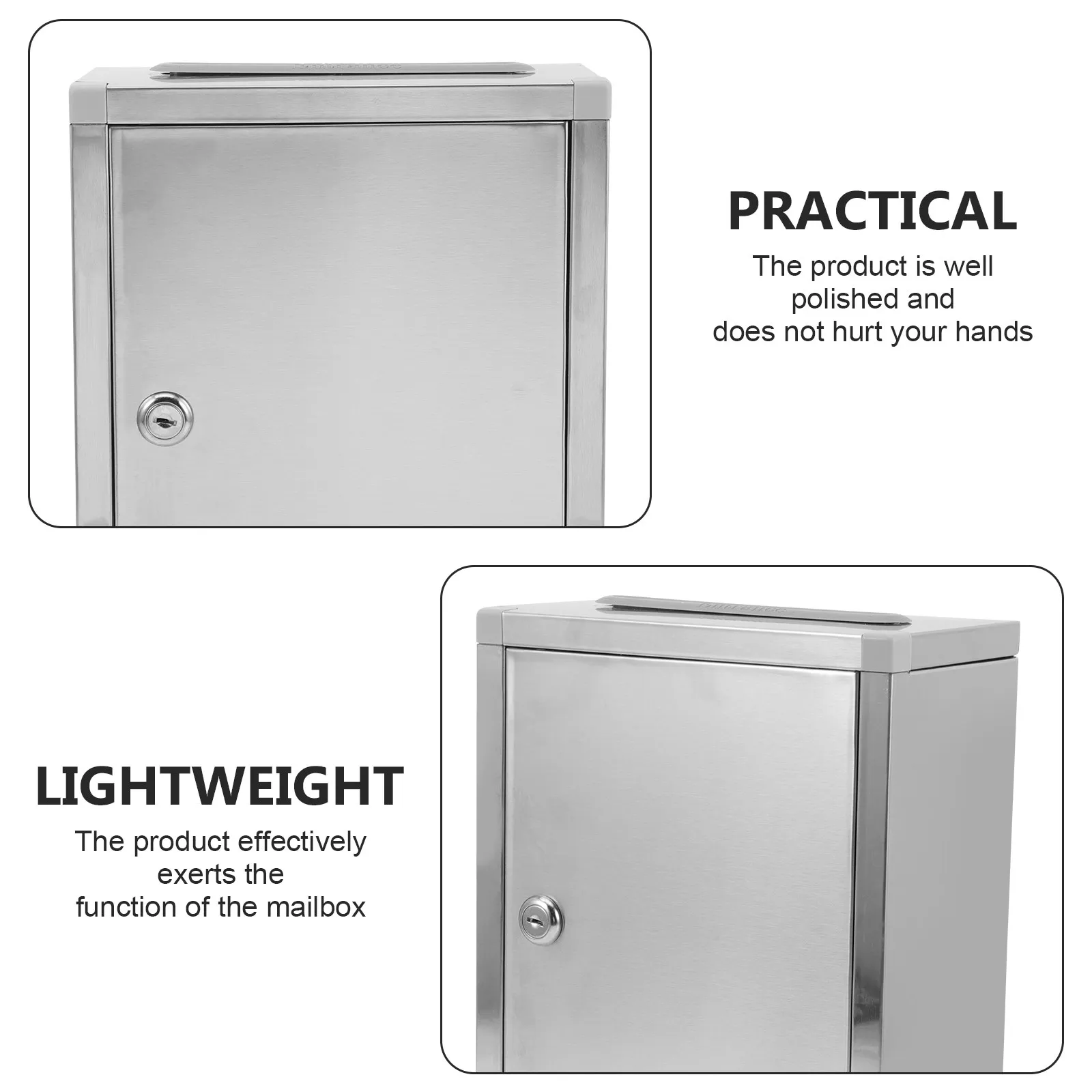 Stainless Steel Suggestion Box Lockable Waterproof Complaint Letter Box Public Report Voting Donation Collection