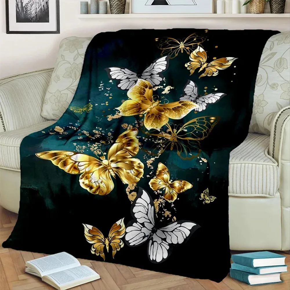 Cartoon Dream Butterfly Flower Blanket,Soft Throw Blanket For Home Bedroom Bed Sofa Picnic Travel Office Rest Nap Cover Blanket