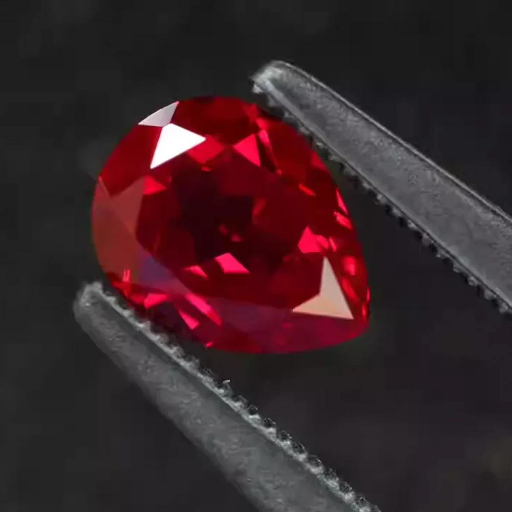 

Certified Pigeon Blood Pear Cut Lab Grown Ruby Loose Gemstone Ideal for Handcrafted Accessories DIY Jewelry Making