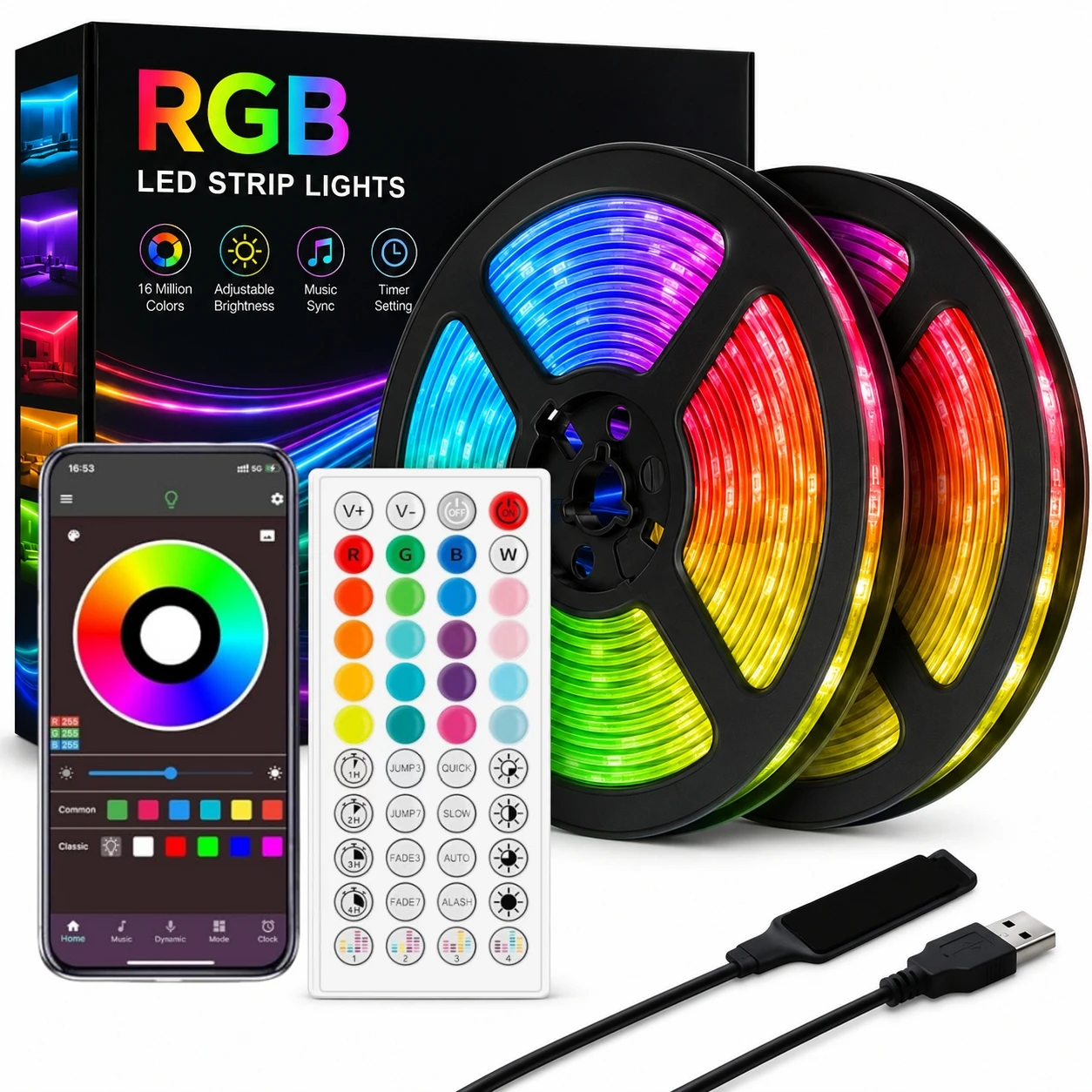 LTG-GEE RGB LED Strip Lights Music Sync USB 5V Remote Control Led Ribbon Flexible Lamp For Room Party TV Desk Bedroom Decoration