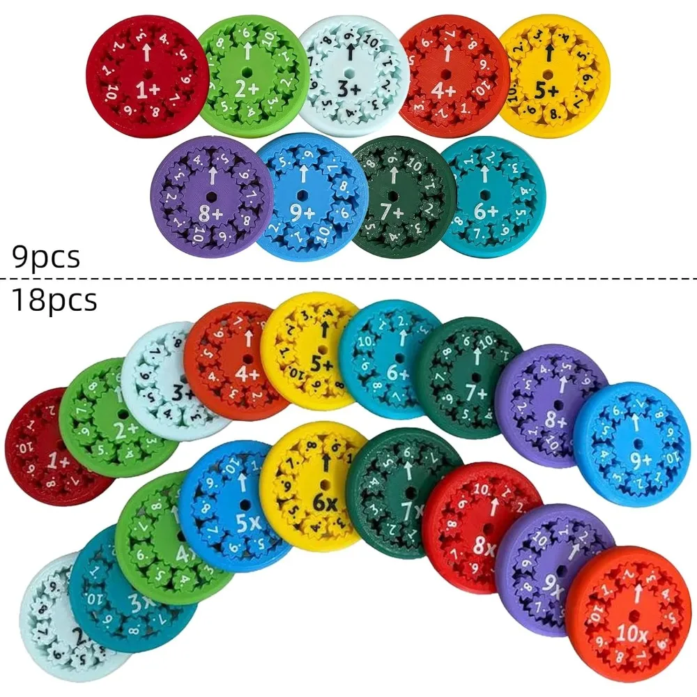 Math Fidget Spinner numéro rond Math Fidget Spinner pour les enfants apprendre l'addition soustraction Multiplication Division 18 pièces