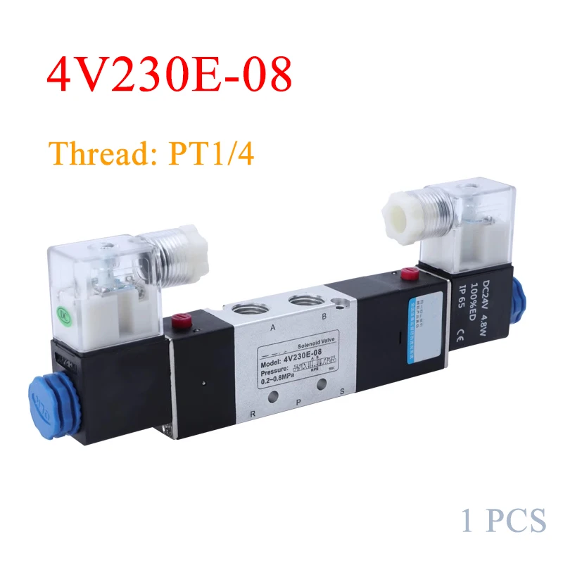 

1 pcs 4V230E-08 Pneumatic Control Valve 1/4" 3 Position 5 Port Air Solenoid Valves DC12v DC24v AC110v 220v 380v