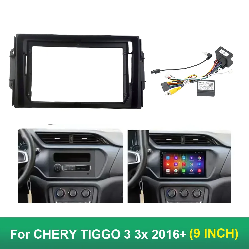 9 Inch Car Frame Canbus Box Cable For CHERY TIGGO 3 3x 2016+ Android Big Screen Dash Panel Frame Fascia