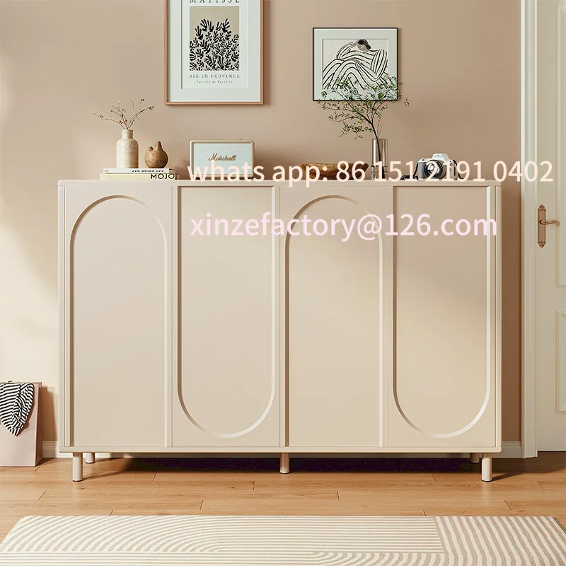 

Customizable Cream Style Shoe Cabinet Home Entrance Storage Integrated Cabinet