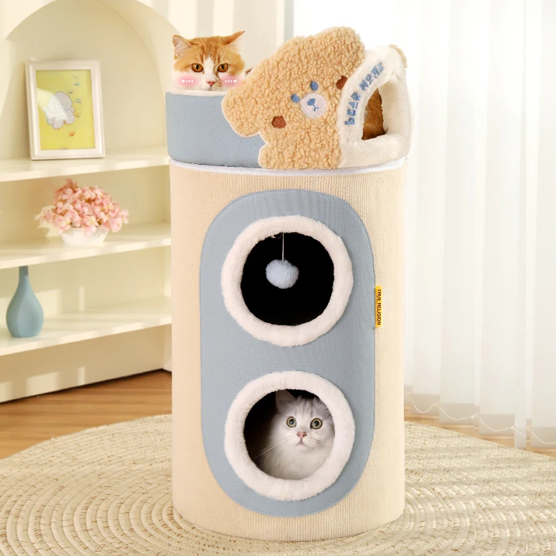 

Multi-layer Cat Scratching Board, Pet Tower, Cat Tree Hole, Double-Layer, Indoor, Pet Exercise, Warmer, Winter Products