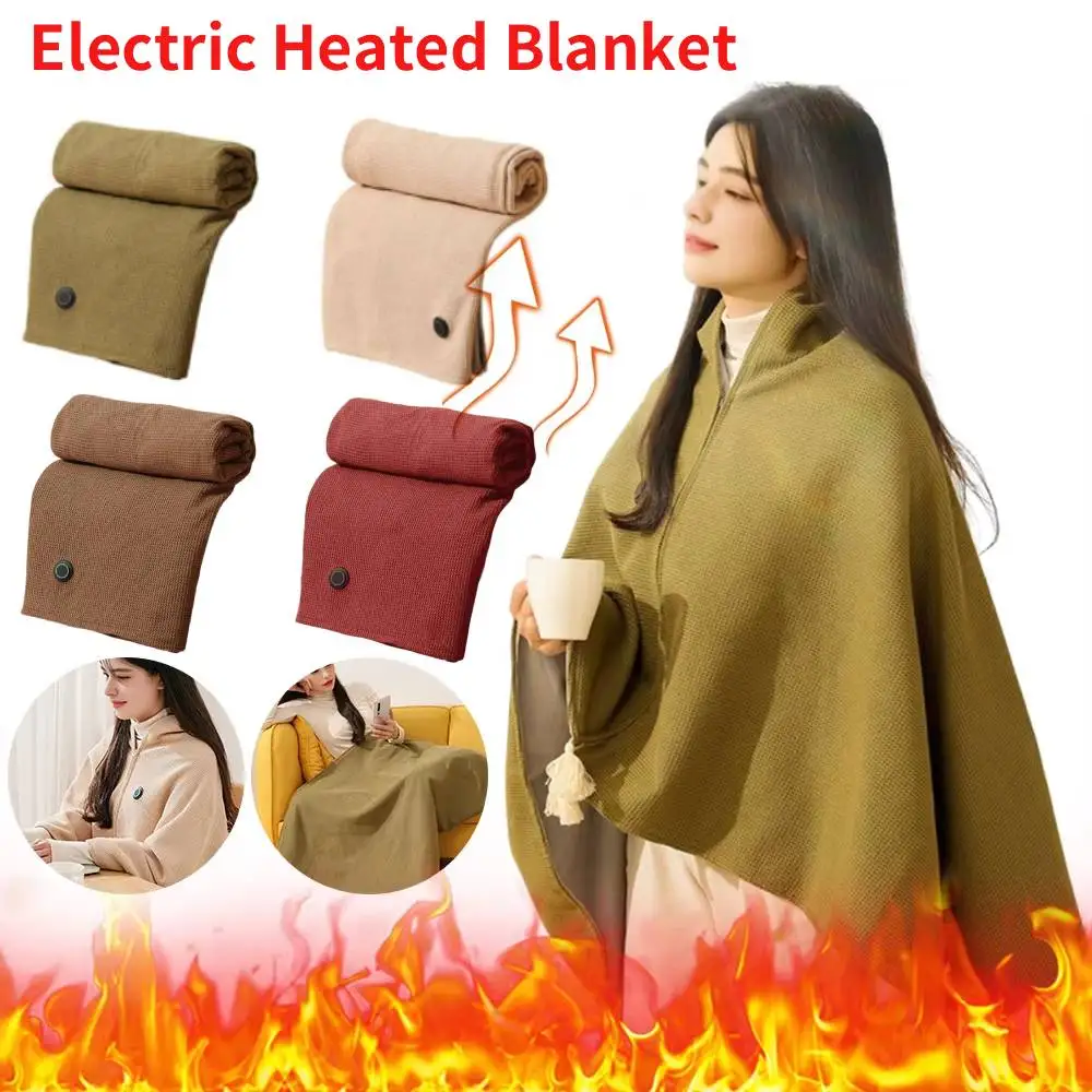 Manta eléctrica calentada por USB para invierno, chal calentado de 3 niveles de calefacción, manta calentadora corporal portátil para el hogar, oficina, sofá, chal