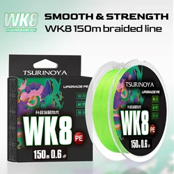 TSURINOYA 150M PE Braided Fishing Line WK8 Long Casting 8 Strands Multifilament Smooth Fishing Wire 14-50LB Saltwater Bass Carp